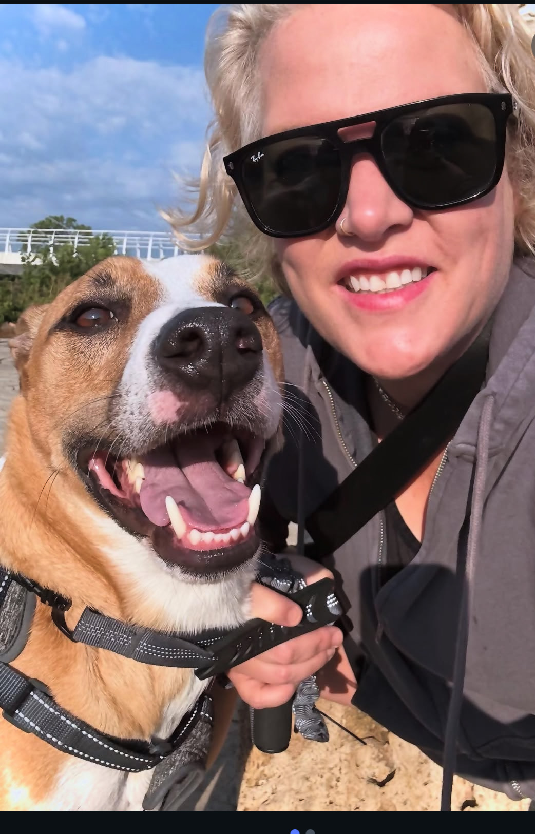 Stacey with Amigo, her rescue dog
